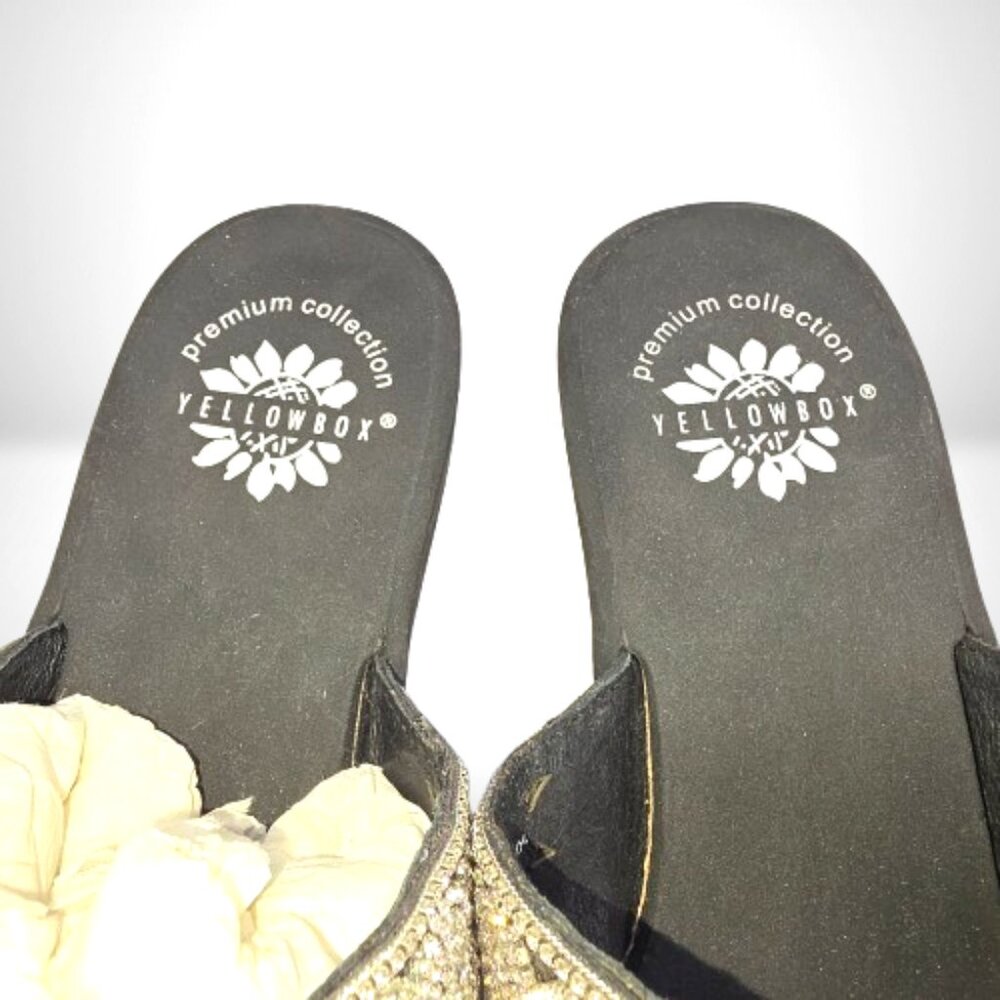 Yellow Box “Premium Collection” Crystal Wedge Flip Flop Sandals – Size 10 - Picture 3 of 6